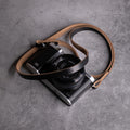 Hudson Leather Camera Strap Thin - Classic Ring - Black