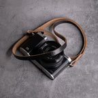Hudson Leather Camera Strap Thin - Classic Ring - Black