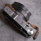 Hudson Leather Camera Strap Thin - Classic Ring - Black