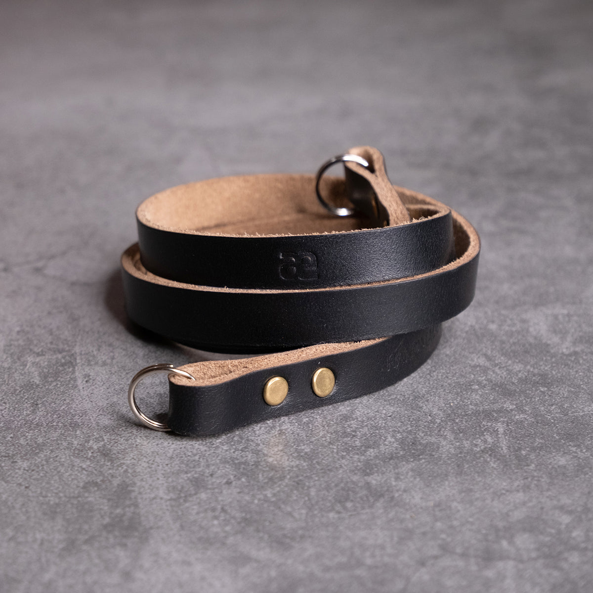 Hudson Leather Camera Strap Thin - Classic Ring - Black